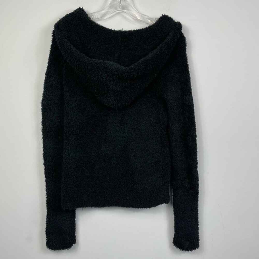 Barefoot Dreams CozyChic Relaxed Zip Up Pocket Hoodie Fuzzy Jacket Black 515 M - Picture 5 of 14